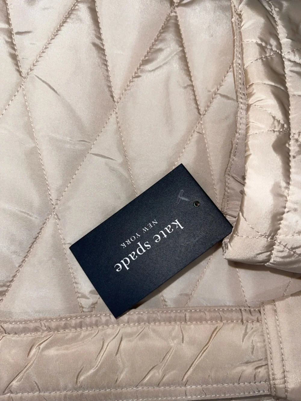 Kate Spade ♠️ Quilted Belted Jacket Puffer Coat - Sparkling Champagne NWT